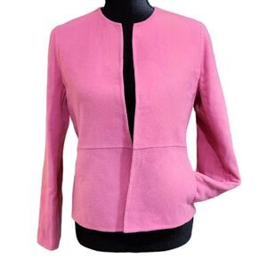 Eileen Fisher Wool Cashmere Blend Pink Open Jacket Pockets Size PP
